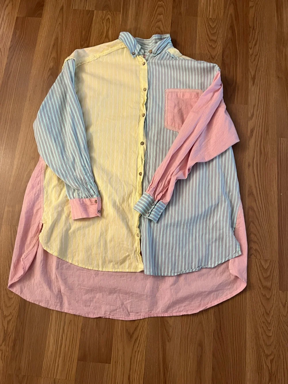 Free People Color-block Button Up - Oversized